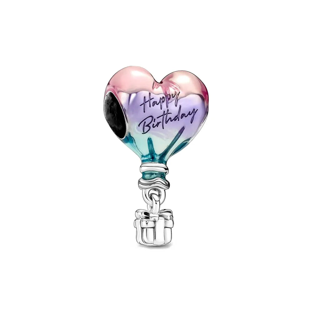 2026 Frühlings-Pink-Serie Ballon Schmetterling Blumen-Anhänger passend für S925 Europäische 925 Sterling Silber Armband Armreifen Halskette