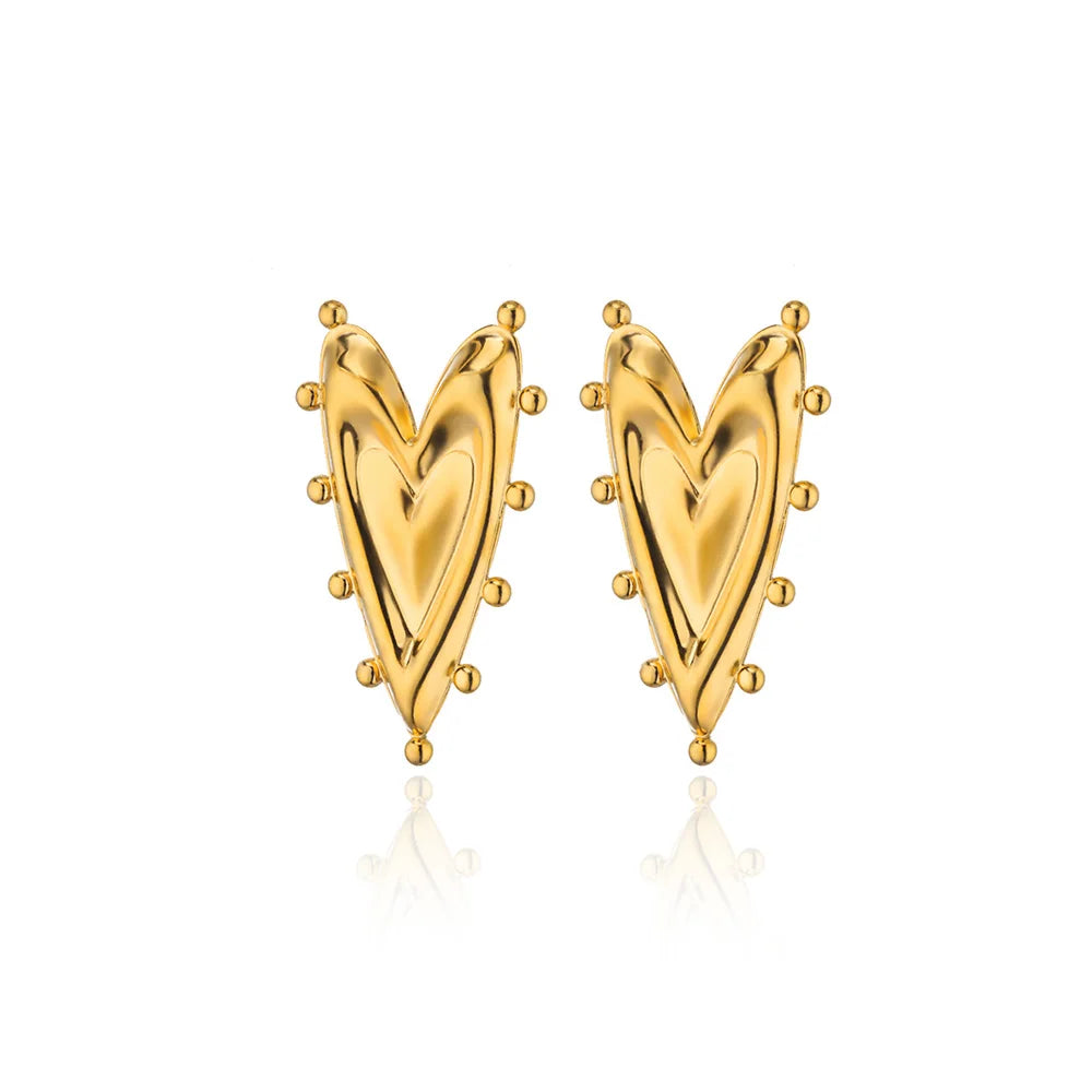 Pendientes de corazón geométricos vintage para mujer, de Color dorado, de acero inoxidable, con diseño de amor irregular, para boda, Navidad, regalo de joyería