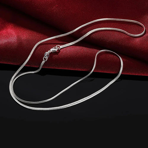 16-30 Zoll 925 Sterling Silber Halskette 2MM Anhänger Hochzeit Party Flache Schlangenkette Süß für Damen Herren Mode Passt Anhänger
