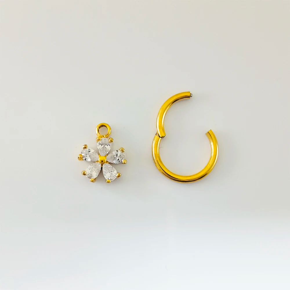 Wassertropfen Anhänger Muschelring ASTM F136 G23 Titan Piercings Mondblumen Scharniersegment Clicker Tropfen Helix Ohrringe