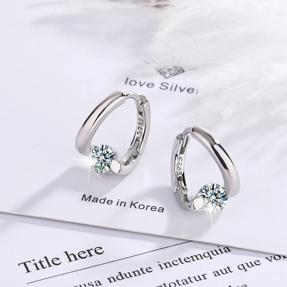 925er Sterlingsilber Gold Kristalle Einfache Ohrringe für Damen Mode Hochzeit Luxus Schmuck 2024 Trend