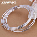 Aravant 925 Sterling Silber 10 Kreise Dreifachring Armreif für Herren Damen Modeschmuck