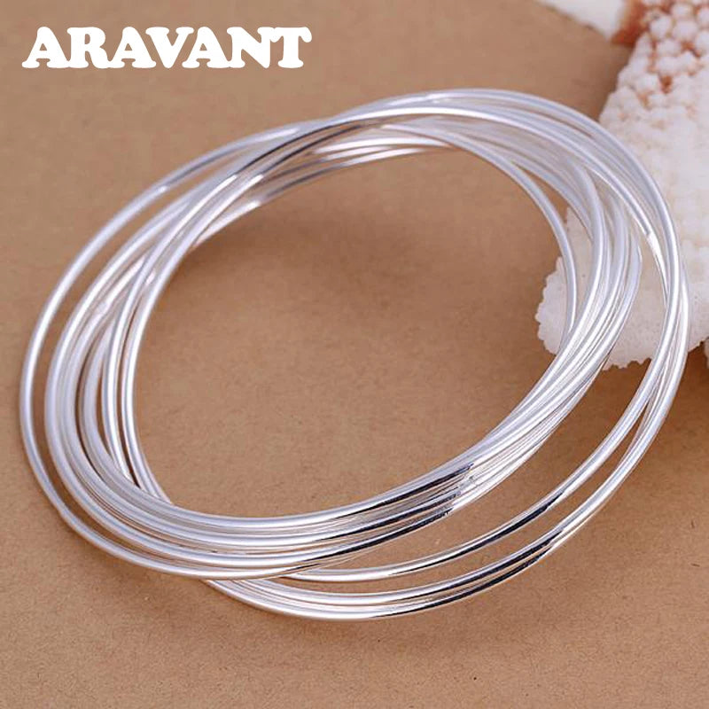 Pulsera de triple anillo con 10 círculos de plata 925 Aravant para hombre y mujer, joyería de moda