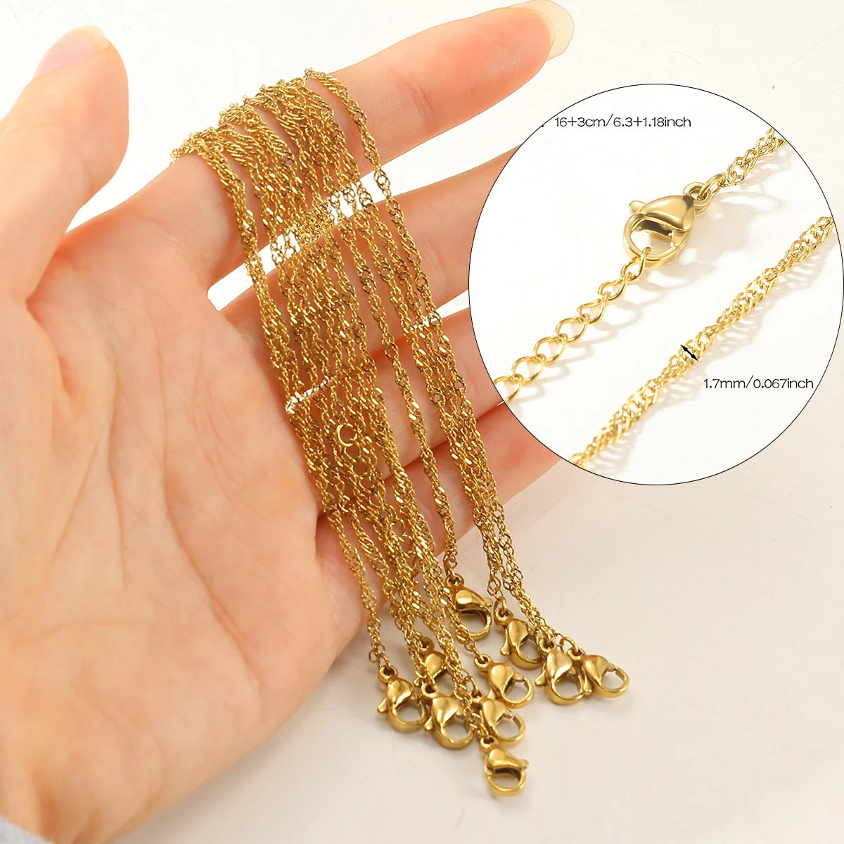 10pcs/set Stainless Steel Gold Color Necklace For Women 45cm Chain DIY Jewelry Accessories Making Materials Handmade Supplies