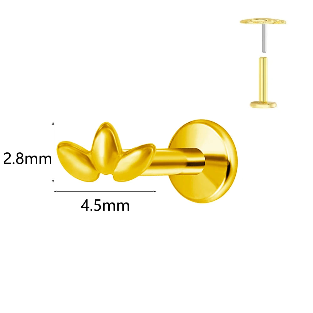 Winziger Wassertropfen Labret Piercing G23 Titan Opal Mond Push-In Zweig Ohrring Stecker Anhänger Gewindeloser Knorpelkörperschmuck