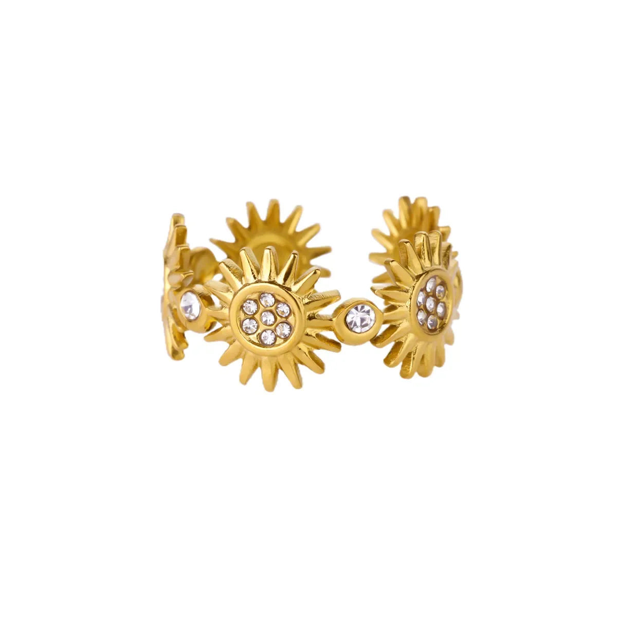 Anillos de Acero Inoxidable con Flores Múltiples Apiladas en Color Dorado Elegante para Mujer, Joyería de Anillo Nuevo de Concha para Boda, Cumpleaños, Delicado