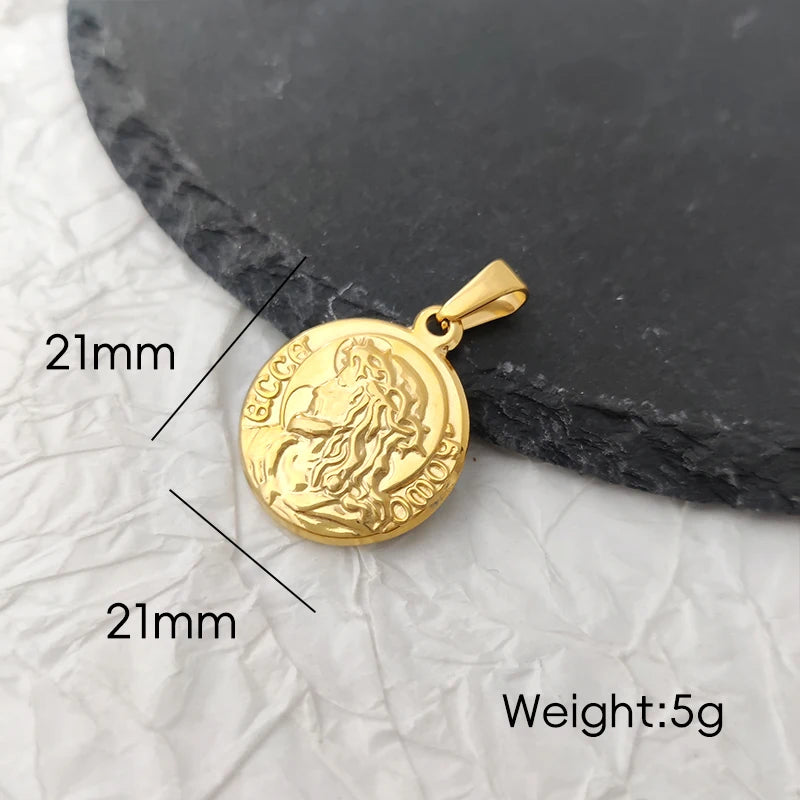 Colgante de Jesús de Hip-Hop para hombre: Collar con colgante de Jesús Cristo de acero inoxidable estilo rapero, joyería con cabeza de Jesús como regalo para hombres