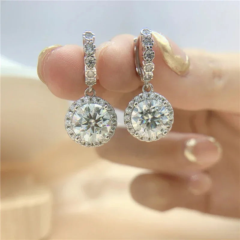NeeTim 3 Karat Moissanit Diamant Ohrhänger für Damen, im Labor gezüchteter Diamant, 925er Sterlingsilber mit Vergoldung, Hochzeitsparty-Schmuck