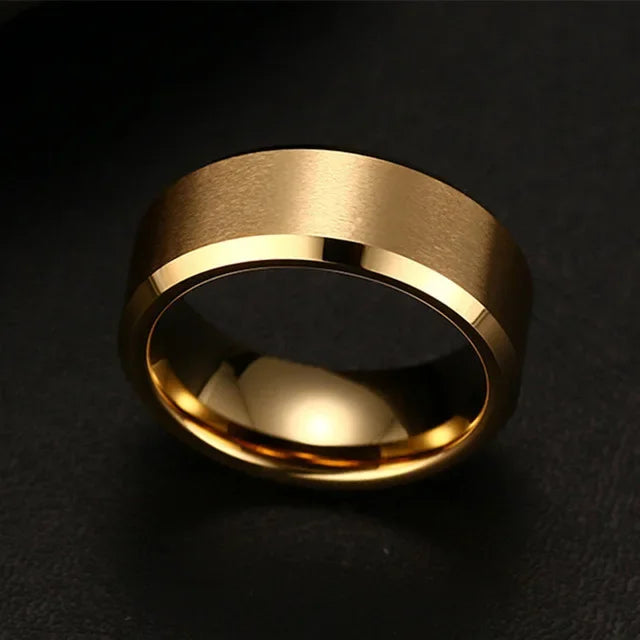 Charmanter Schmuckring für Herren und Damen, Edelstahl, schwarze Ringe, Hochzeits-Verlobungsband, mattierte Herrenschmuck-Qualität