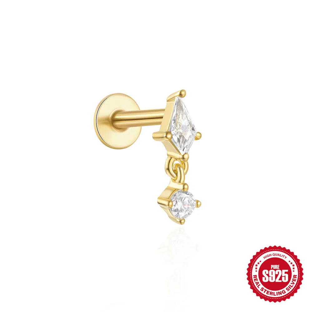 CANNER 1PC Vier-Punkt-Stern Mond Quaste Lotus Knorpel Spirale Piercing 925 Sterlingsilber Ohrstecker Für Frauen Ins Ohrring