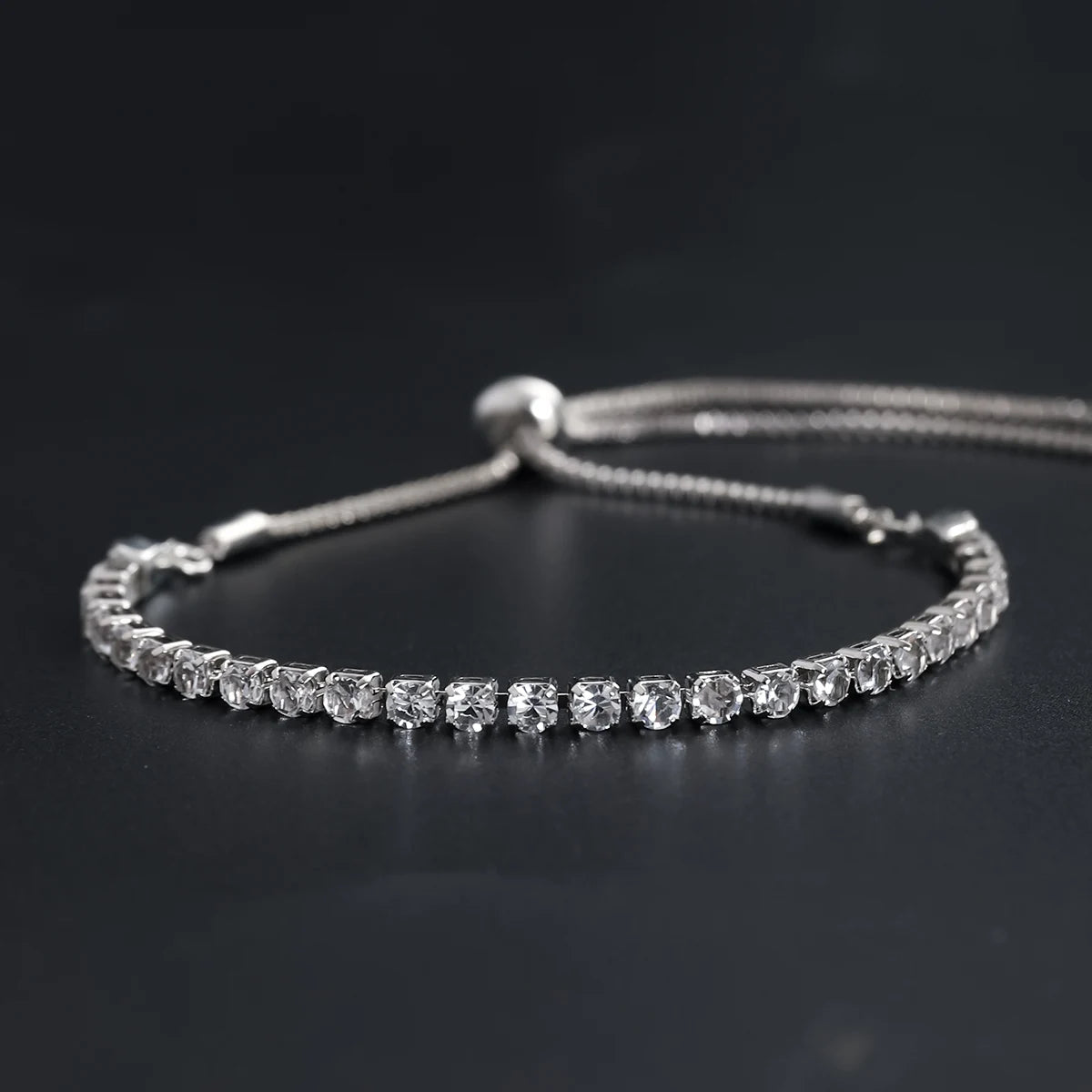 Feines Silberarmband Eleganter Zirkon-Tennis-Kristall-Kette für Damen Mode Edle Verlobung Hochzeit Glamour