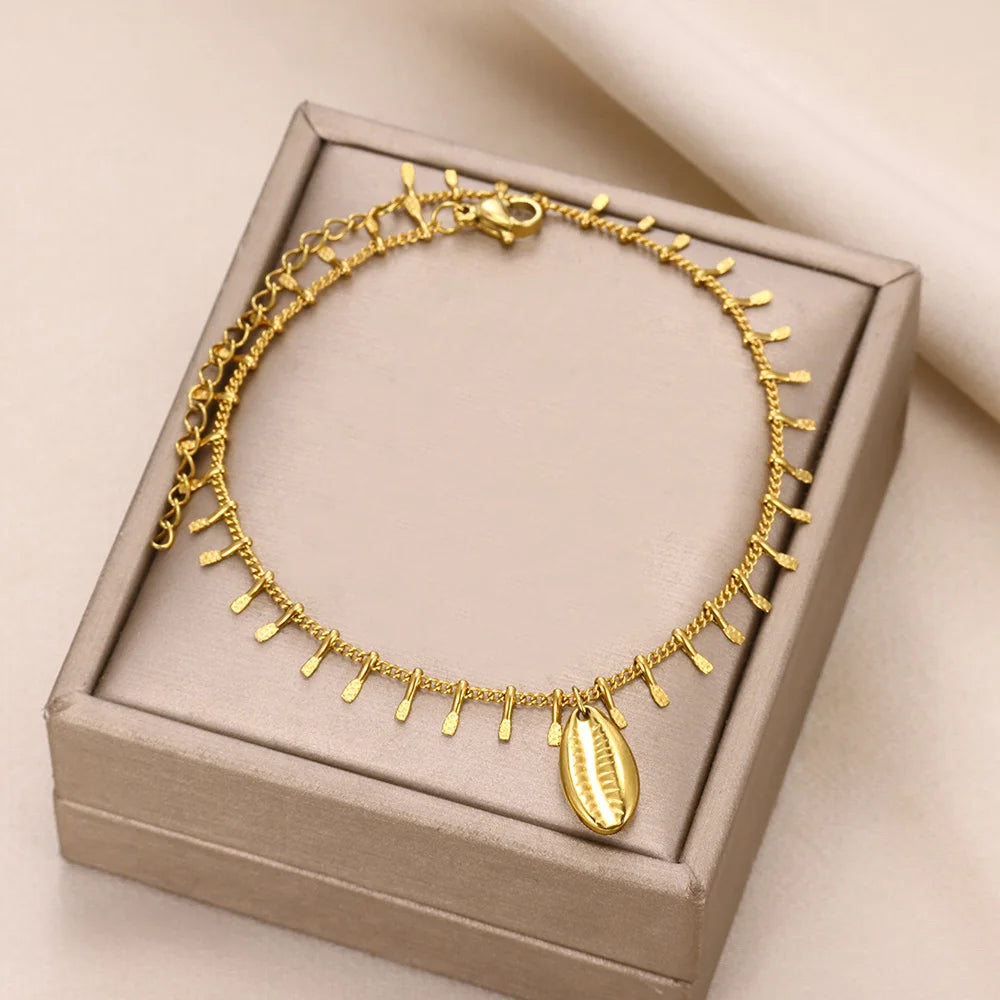 Freshwater Pearl Jewelry Set Shell Starfish Star Necklace Anklet Sets For Women Fashion Stainless Steel Chain Party Daily Gifts