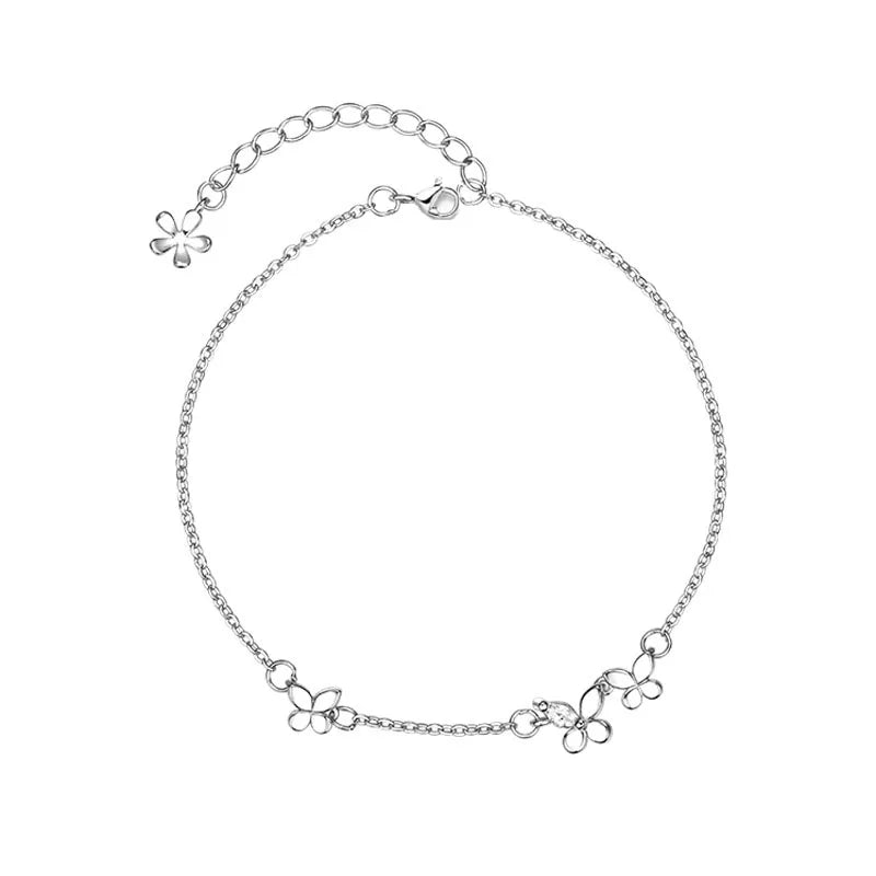 VENTFILLE 925 Silber Diamantbesetztes Schmetterlingsarmband Damen Mode Temperament Blume Verstellbares Armband