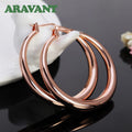 Aravant 925er Silber 35mm Roségold Creolen für Damen Mädchen Modeschmuck