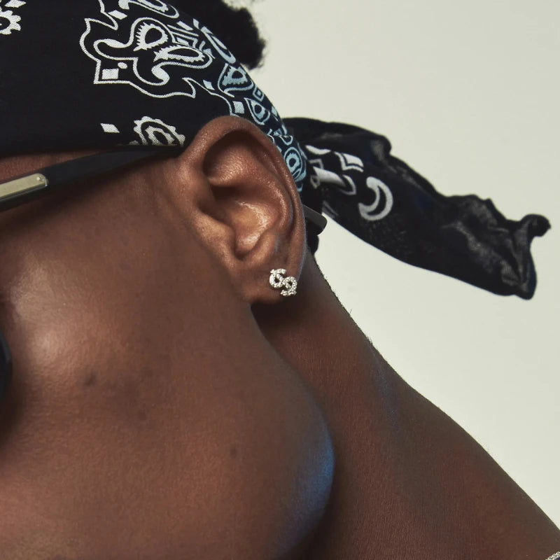 Pendientes de moda para hombre y mujer con diseño de letras de dólar americano, con diamantes, de alta gama, superbrillantes, estilo hip hop, tendencia nicho.