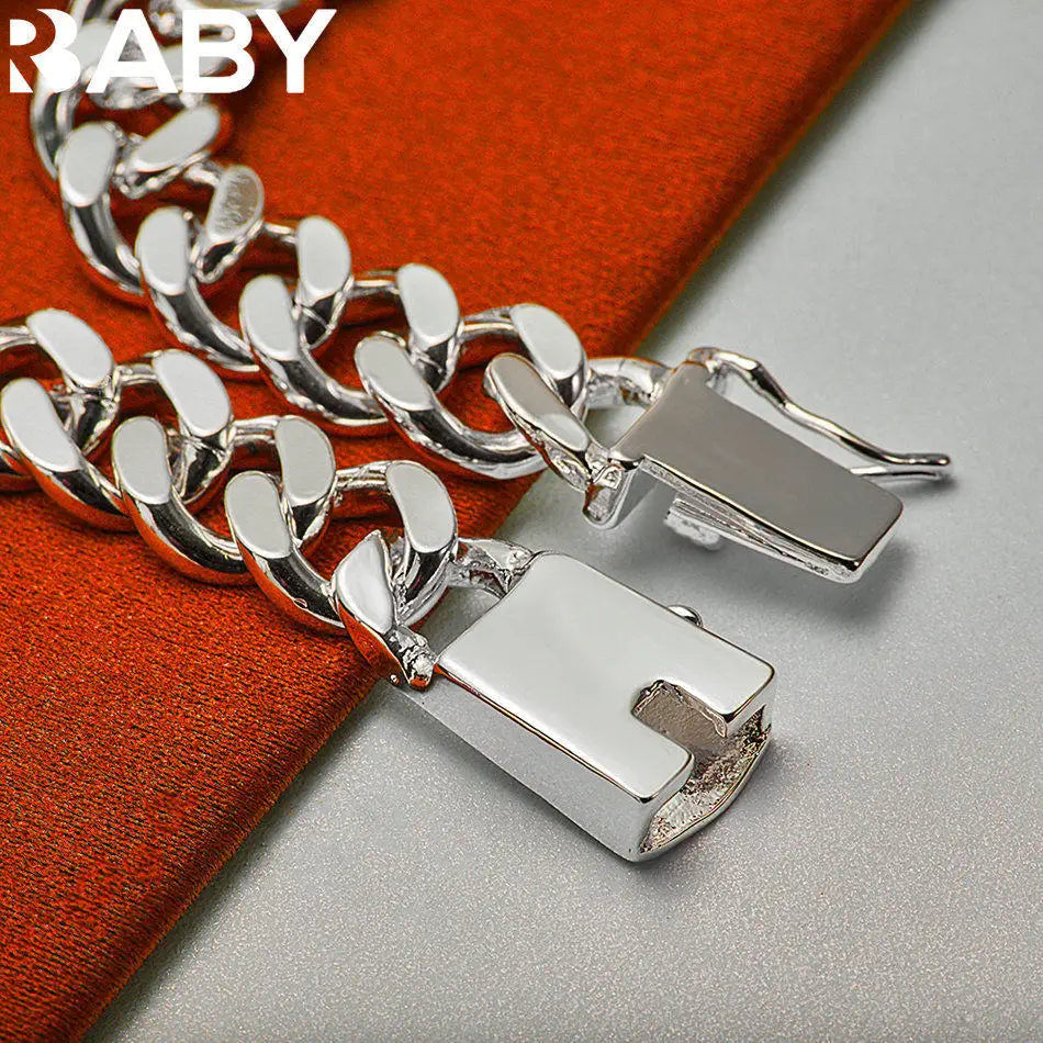 URBABY 925 Sterlingsilber Quadratische Kettenarmbänder für Frauen Hochzeit Party Jahrestag Geschenk Mode Edelschmuck