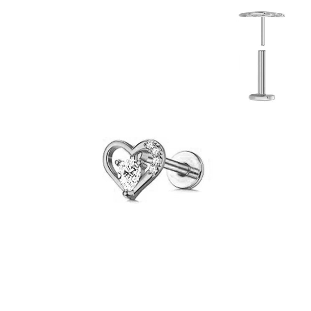 G23 Flores de titanio Labret de empuje 16G 18G 20G Piercing de mariposa para labios sin rosca con forma de gota de agua, arete para tragus, joyería corporal