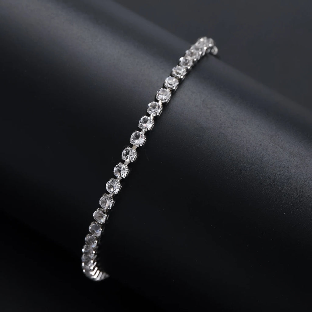 Feines Silberarmband Eleganter Zirkon-Tennis-Kristall-Kette für Damen Mode Edle Verlobung Hochzeit Glamour