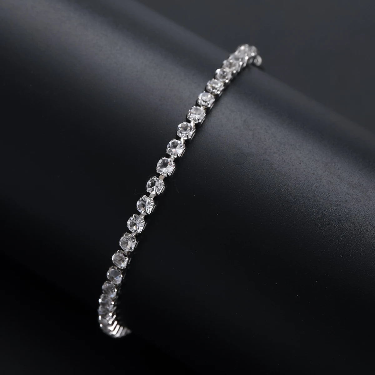 Feines Silberarmband Eleganter Zirkon-Tennis-Kristall-Kette für Damen Mode Edle Verlobung Hochzeit Glamour