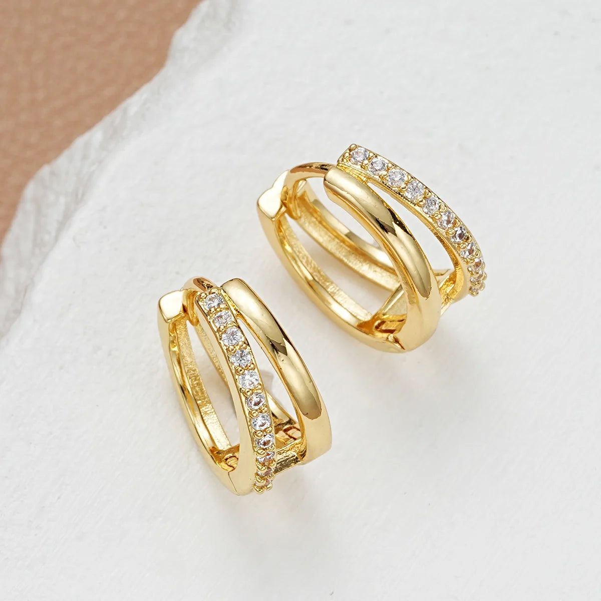 Pendientes de aro de circonita color dorado de moda para mujer, estilo bohemio retro, geométricos, de metal de cobre, pendientes de joyería de moda, regalos 2024