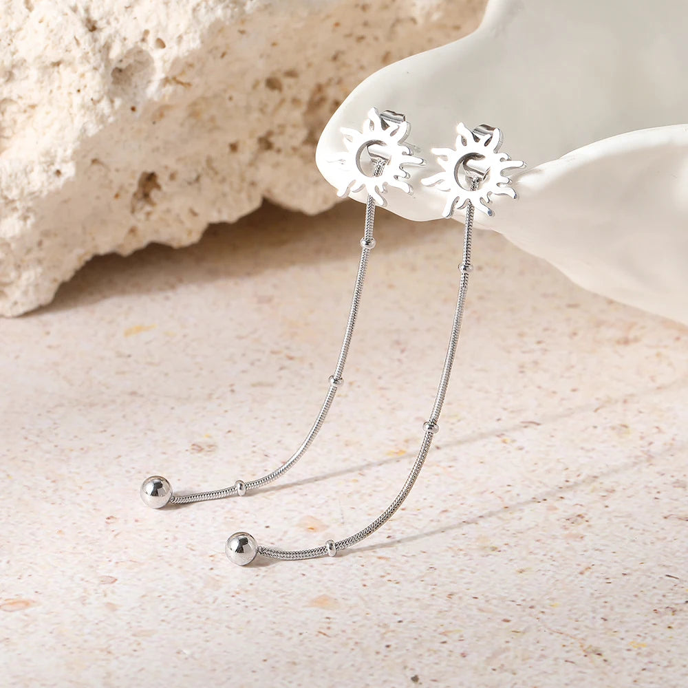 Edelstahl-Ohrringe Klassischer Sonnen-Totem Lange Schlangenkette Ohrstecker Für Frauen Schmuck Mode Beliebte Freundesgeschenke