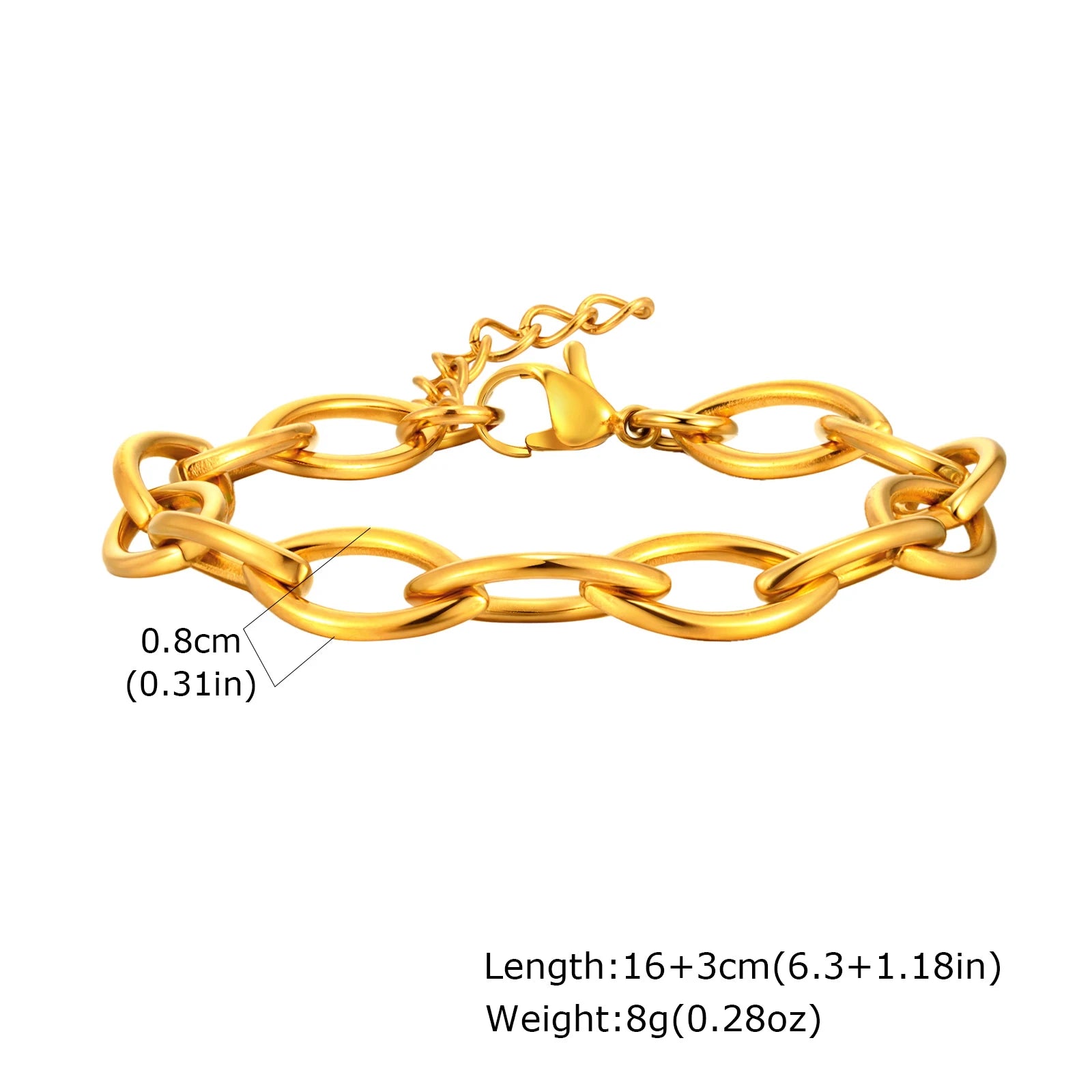 Klobiges Edelstahl-Gliederarmband für Damen, vergoldete Layering-Armbänder Armband Wasserdichter Schmuck