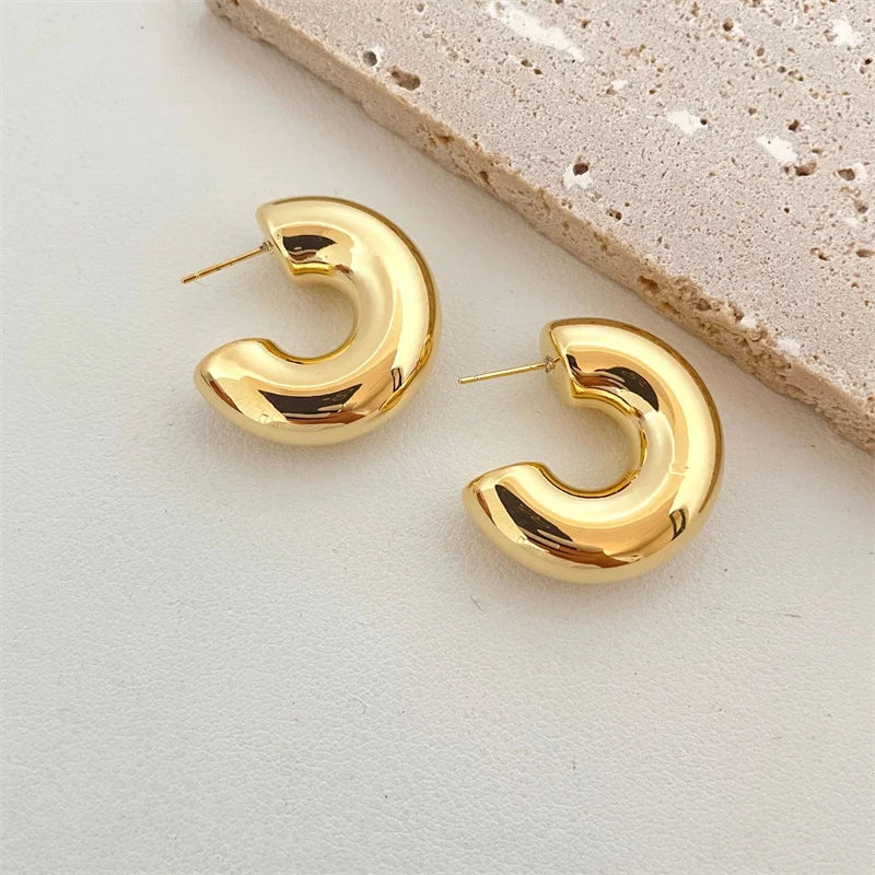 Vintage Chunky Dome Drop-Ohrringe für Damen, vergoldet, aus Edelstahl, dicke tropfenförmige Ohrringe, Statement-Hochzeitsschmuckgeschenke