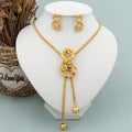 Neues Mode-Schmuckset vergoldet Anhänger Dubai Italien Halskette Tropfenohrringe für Frauen Verstellbare Kette Party Böhmen Schmuck