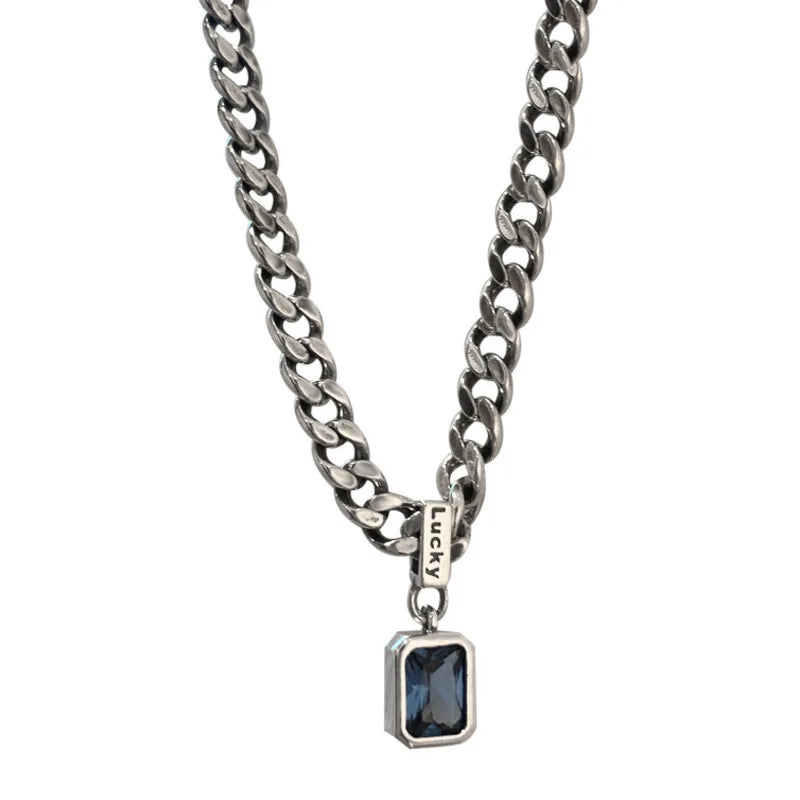 Cadena de Plata de Ley 925 Vintage Cuba con Colgantes de Circonitas Cuadradas, Collares Femeninos, Accesorios de Joyería para Mujer, Plata 925
