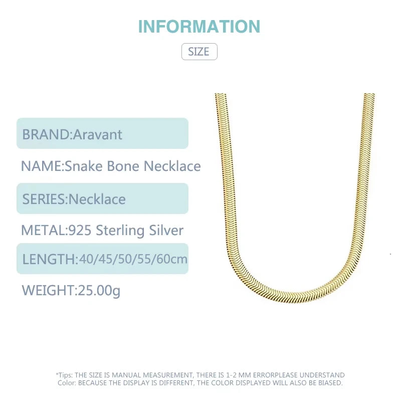Collar de Cadena de Serpiente Aravant de Plata 925 y Oro de 18K de 6MM Para Hombres y Mujeres Joyería de Moda