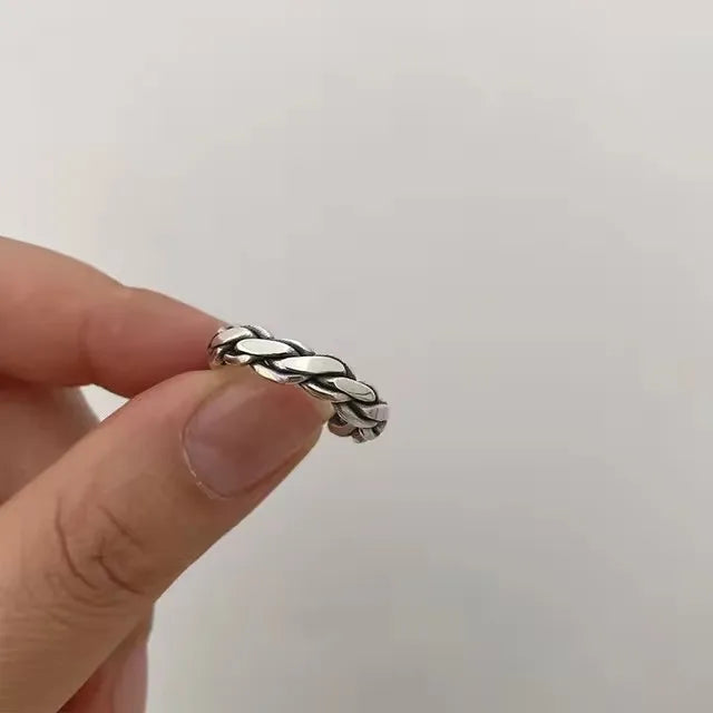 925 Sterling Silber Ringe Paare Accessoires INS Fashion Vintage Twist Design Runde Form Geometrischer Thai-Silber Schmuck