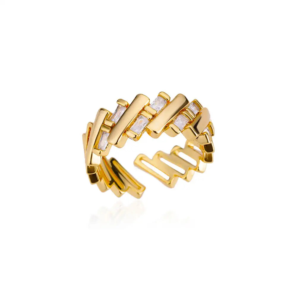 Zirkonsteinringe für Frauen Edelstahl Goldfarbe 2024 Neuer Trend Ehering Schmuck Geschenk bague femme anillos mujer