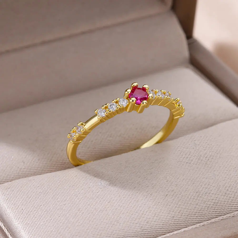 Winzige grüne Zirkon-Rundringe für Frauen, geometrischer Edelstahlring, luxuriöser Hochzeits-Weihnachtsschmuck, Geschenk, kostenloser Versand