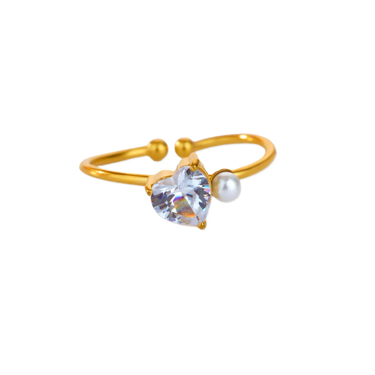 Edelstahl Vierblättriges Kleeblatt Ringe für Frauen Goldfarbe Zirkon Öffnung Paar Ring Ästhetischer Hochzeit Bohème Schmuck Geschenk