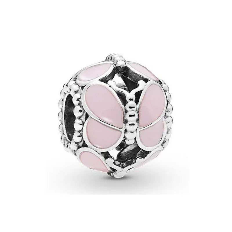 Heiß begehrtes 925er Silber Rosa Serie Blume Hundepfote herzförmiger Anhänger, passend für originale Armband DIY Accessoires, exquisiter Schmuck