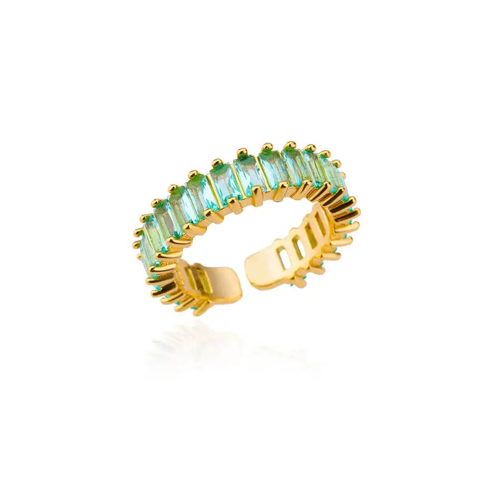 Mini Zirkon Grüne Ringe für Frauen Edelstahl Goldfarbe Verstellbarer Fingerring Verlobung Hochzeit Weihnachtsgeschenk Schmuck