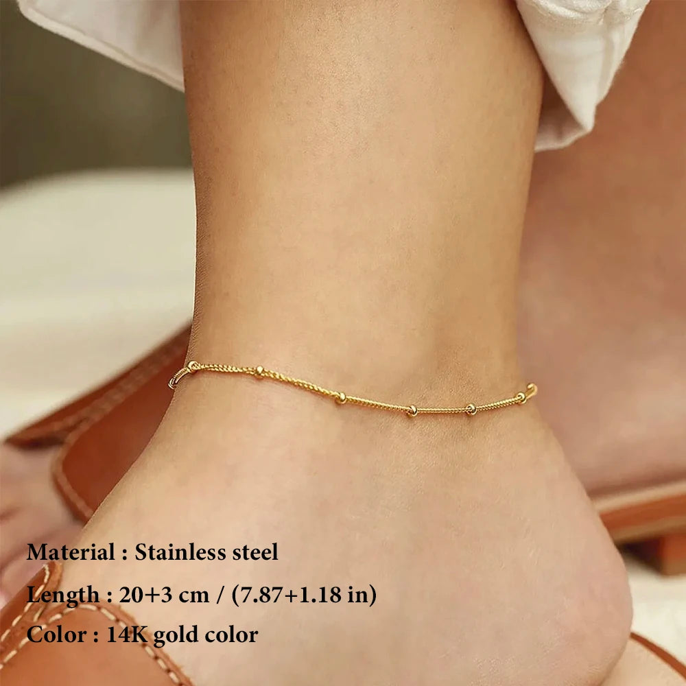 SUNIBI Fashionable Stainless Steel Minimalist Bead Decor Anklet Chain For Women Wholesale Dropshipping