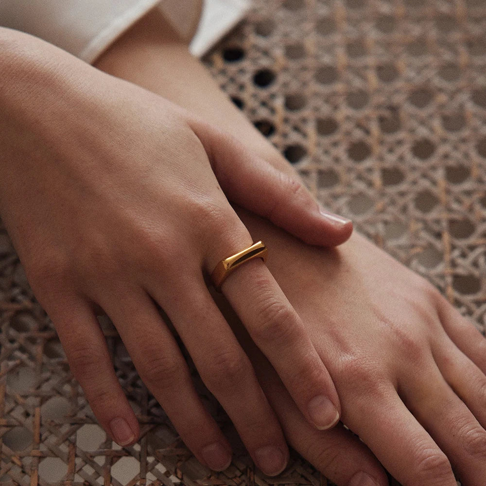 Anillo de acero inoxidable SUNIBI para mujer, 5 mm, color dorado, anillos personalizados para parejas de amantes, regalo, joyería de moda al por mayor/Dropshipping