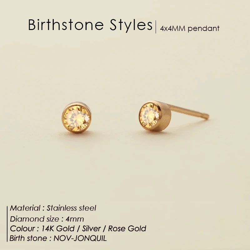 316L Edelstahl Geburtsstein Ohrstecker Piercingpistole Goldfarbene Push-Back Ohrringe Piercing Sicher für Baby und Frauen Geschenk Schmuck