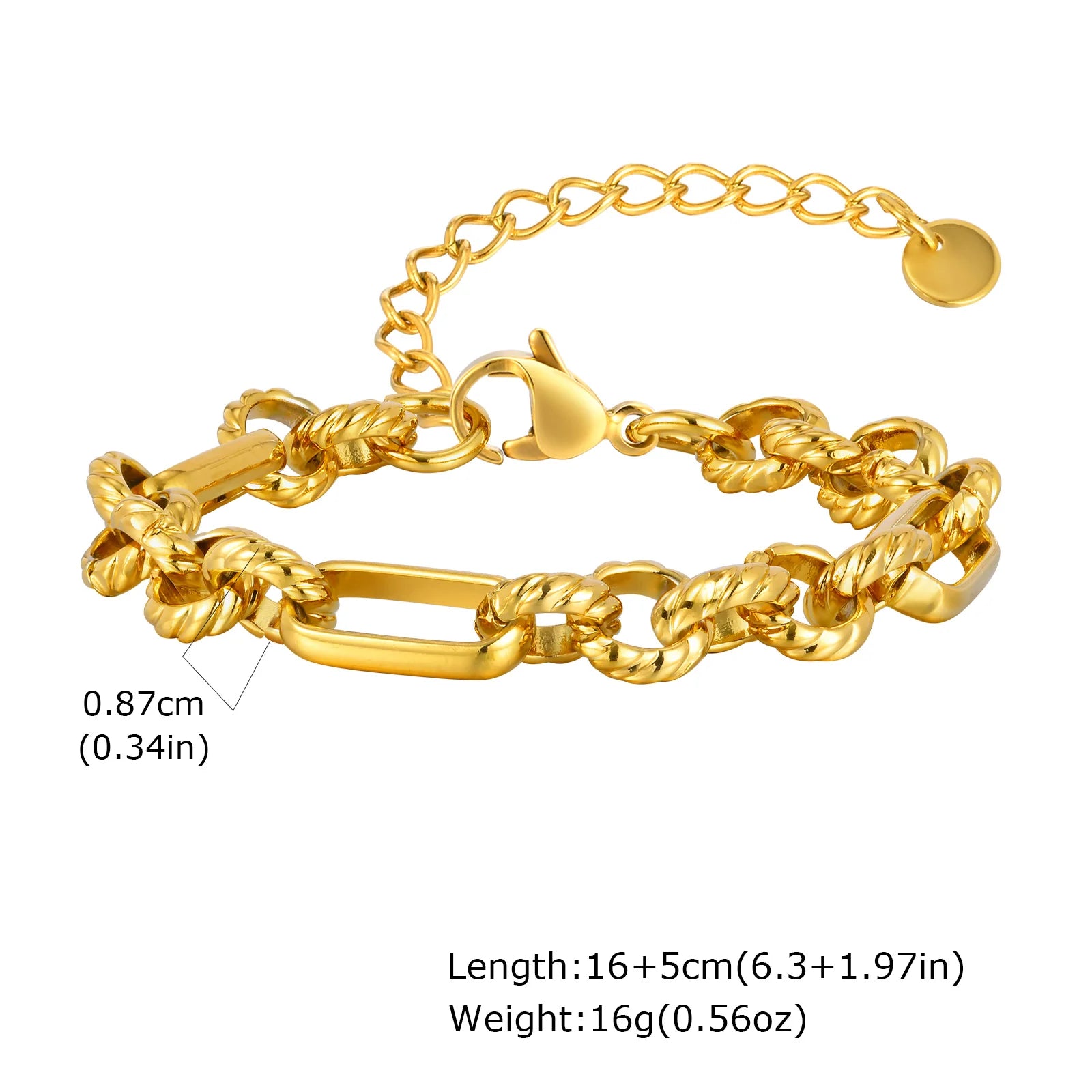 Massive klobige Toggle-Armbänder für Damen, Edelstahl OT-Verschluss-Gliederkettenarmband, vergoldet, anlaufgeschützt