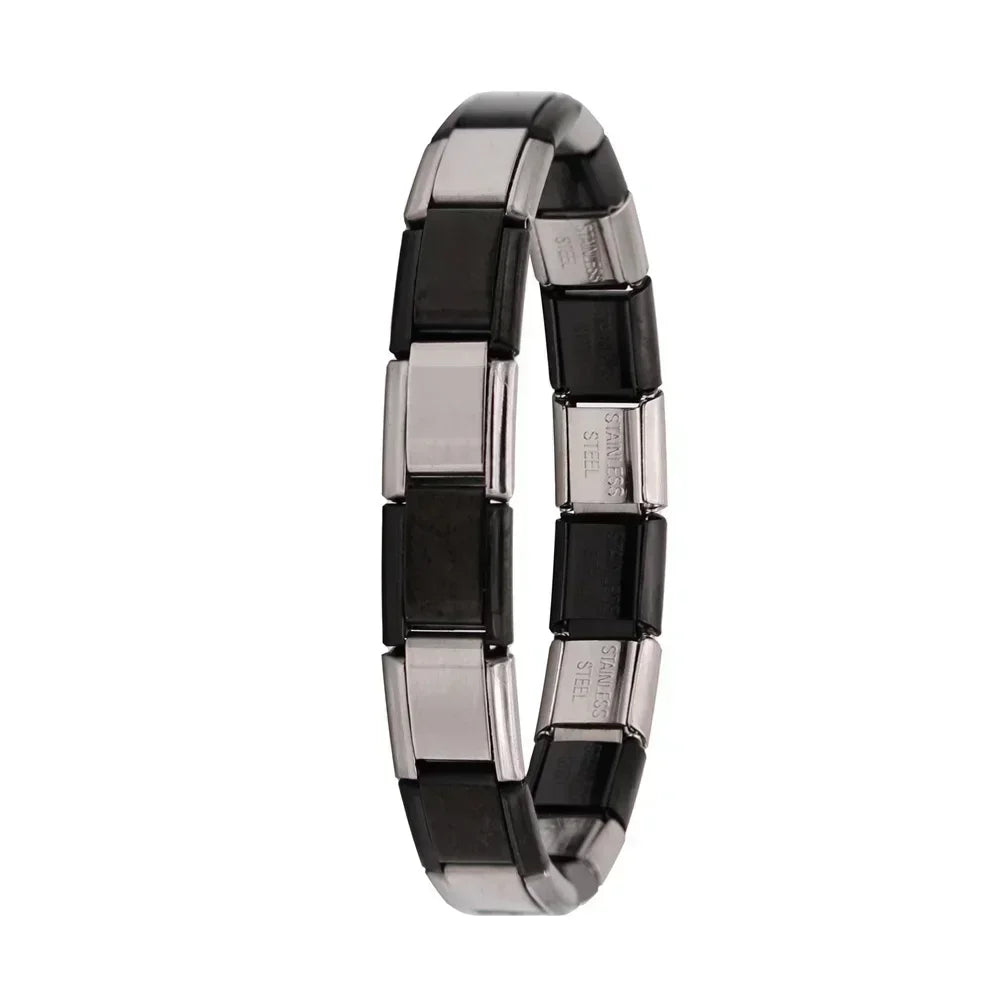 Hapiship Neue Damen Schmuck 9mm Breite Italienisches Elastisches Charm Armband Mode Edelstahl Armreif ST-