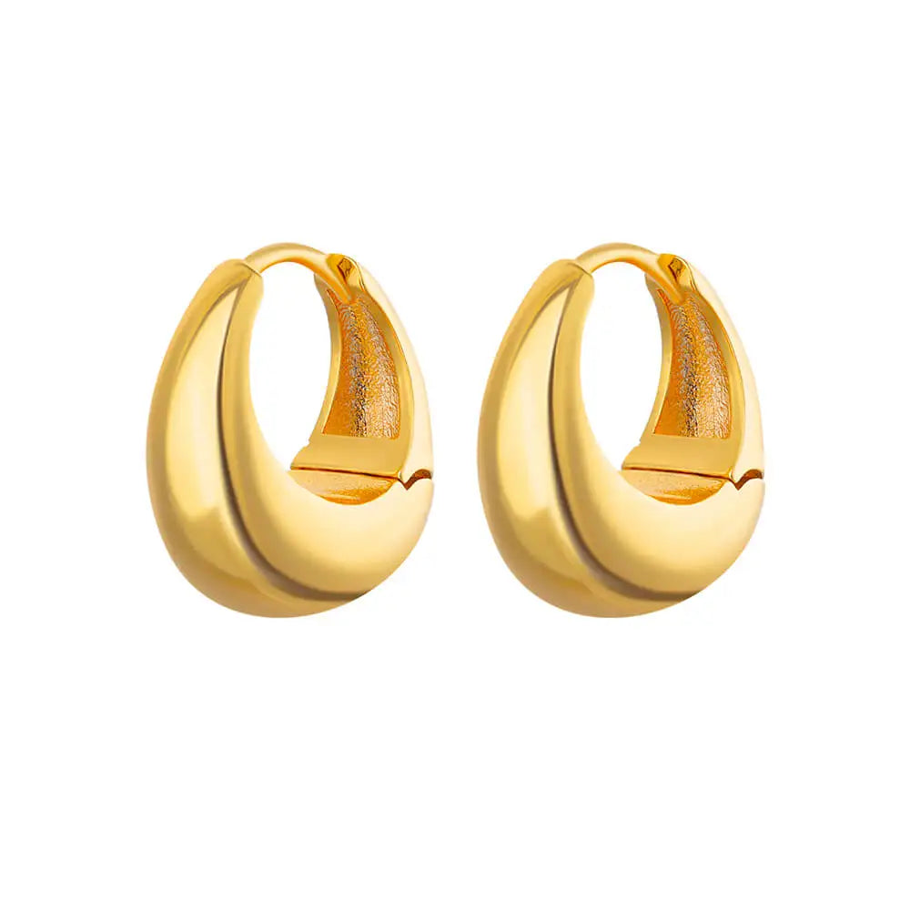 Vintage Runde Edelstahl Creolen für Damen Vergoldete Ohrringe 2023 Trend Statement Ohrschmuck Weihnachtsgeschenk
