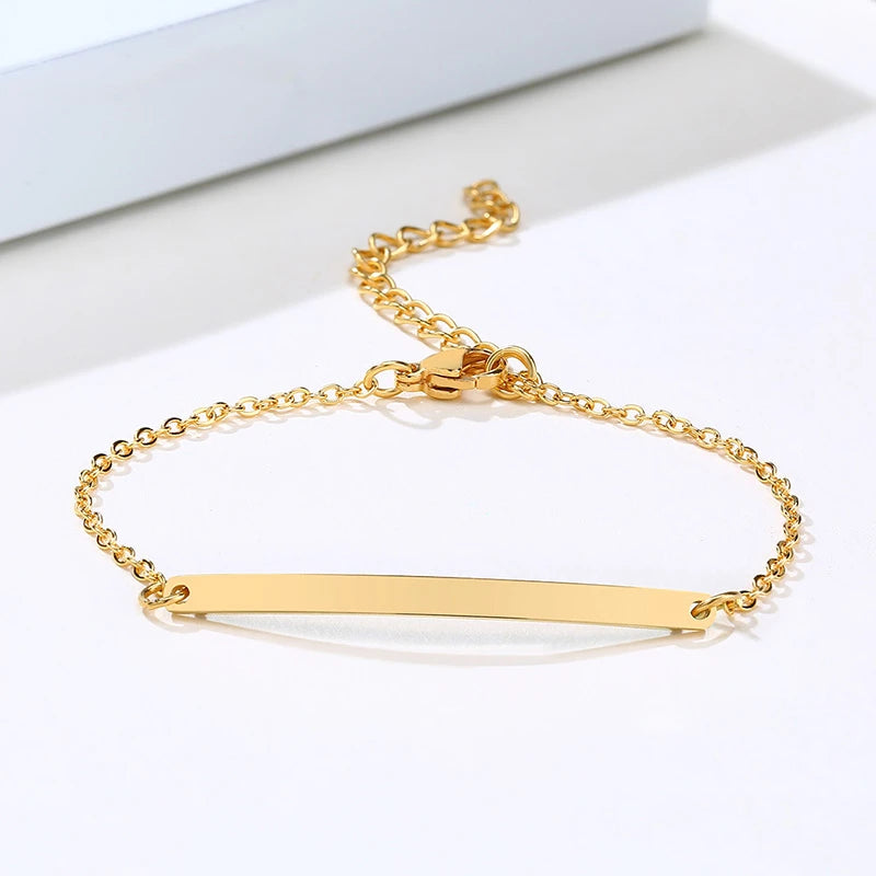Vnox Minimalistische personalisierte gravierbare Edelstahl-dünne Armbänder für Frauen, Damen, individuelle Freundschafts-, Brautjungfern-Geschenke, Schmuck