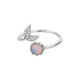 Luxury Opal Zircon Sun Rings For Women Girls Stainless Steel Gold Color Open Ring 2025 New Fashion Wedding Couple Jewelry Gift