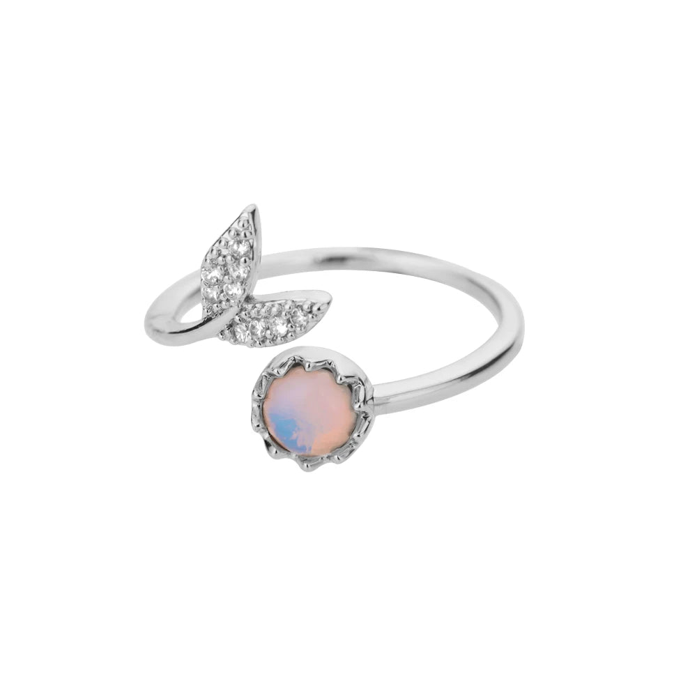 Luxus Opal Zirkon Sonnenringe für Damen Mädchen Edelstahl Goldfarbe Offener Ring 2025 Neue Mode Hochzeit Paar Schmuck Geschenk