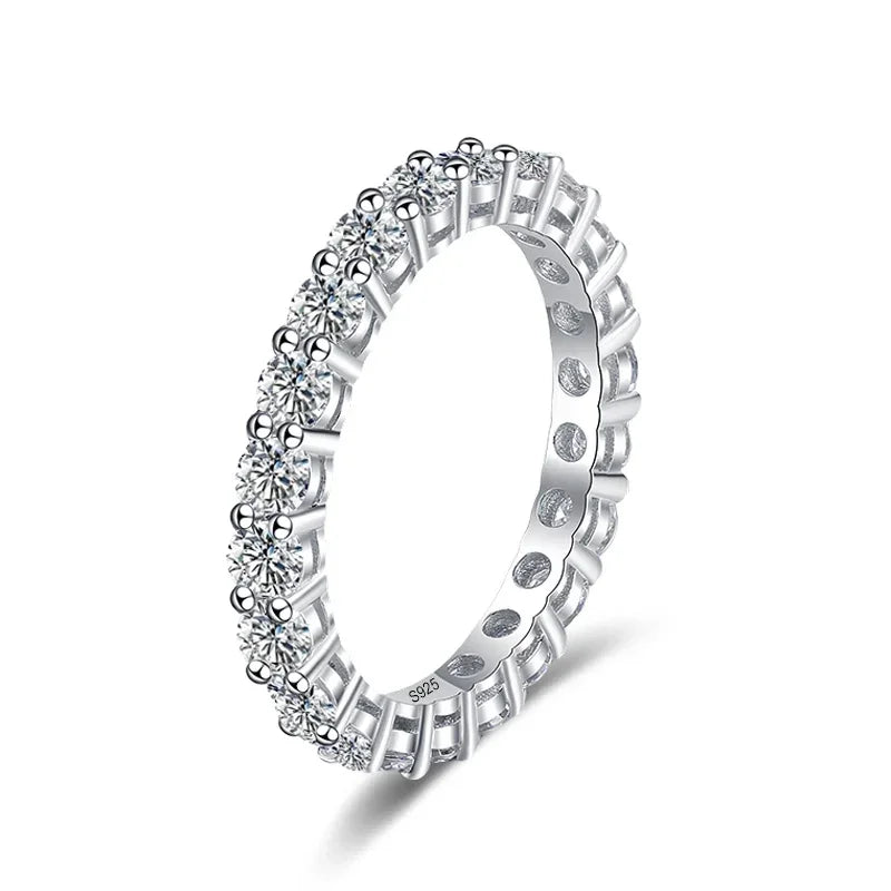 NeeTim 3mm Diamantring für Damen, Moissanit, Sterlingsilber 925 mit Weißgold-Beschichtung, Ehering, Verlobungsband, Luxusringe
