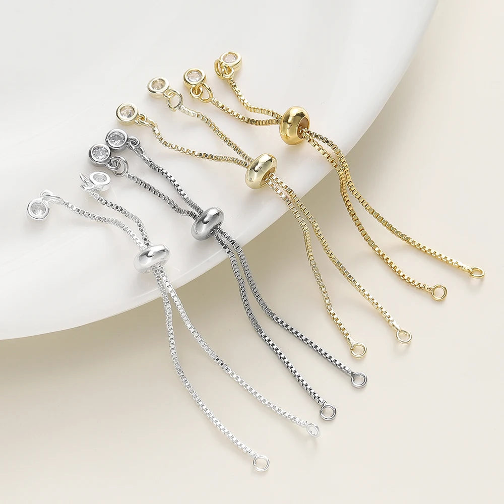 2/4 Stücke 5/7/12cm 14K/18K Vergoldete Messing Verstellbare Slider-Ketten Für DIY Armbandherstellung Schmuckherstellung Zubehör