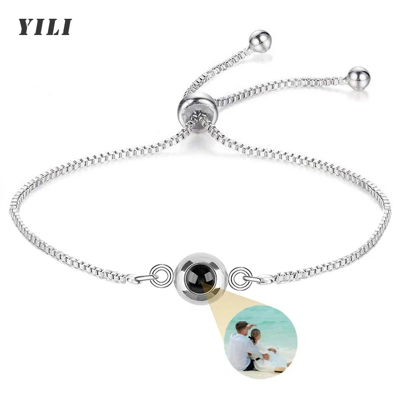 Kundenspezifisches Armband mit Bild im Inneren, Titan-Edelstahl-Kubanische Gliederkette, Armband mit personalisierter Fotoprojektion für Männer und Frauen