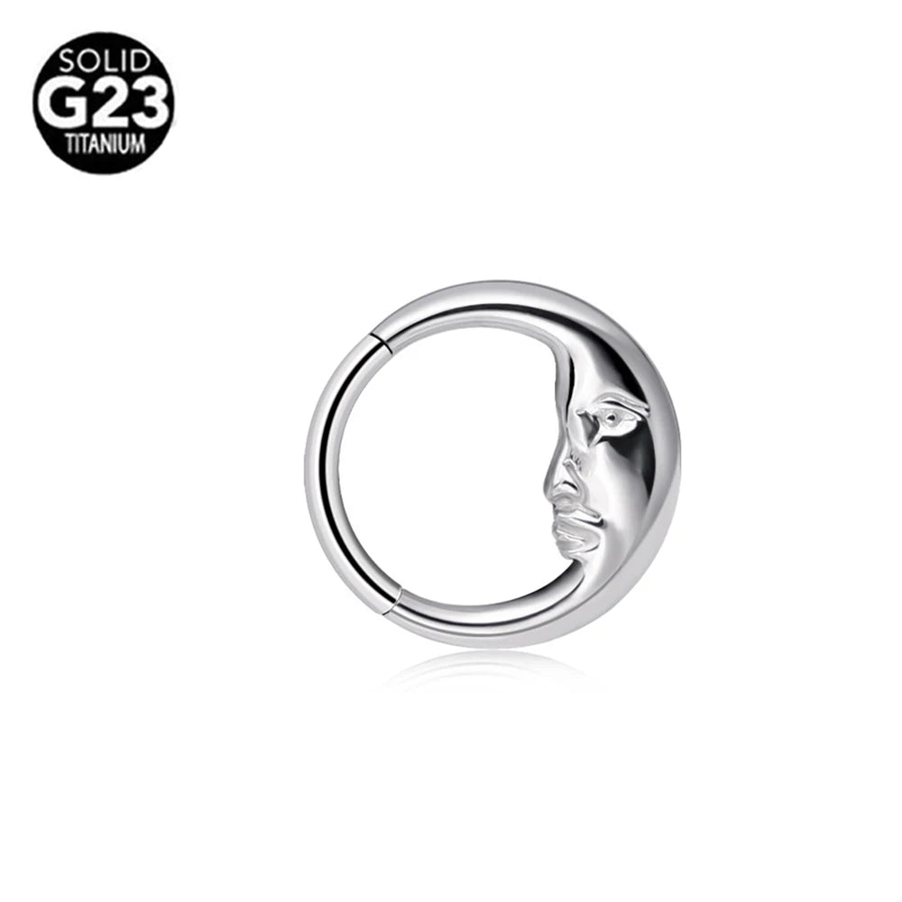 G23 Titanio Abeja Septum Aro Nariz Piercing Joyería Corporal 16G Segmento Lunar Serpiente Clicker Hélice Oreja Cartílago Corazón Daith Aro