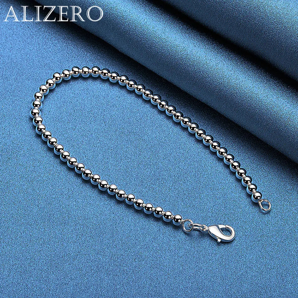 ALIZERO 925 Sterling Silber Armband 4mm Perlen Armbänder für Damen Schmuck für Mode, Party und Alltag 16-23CM